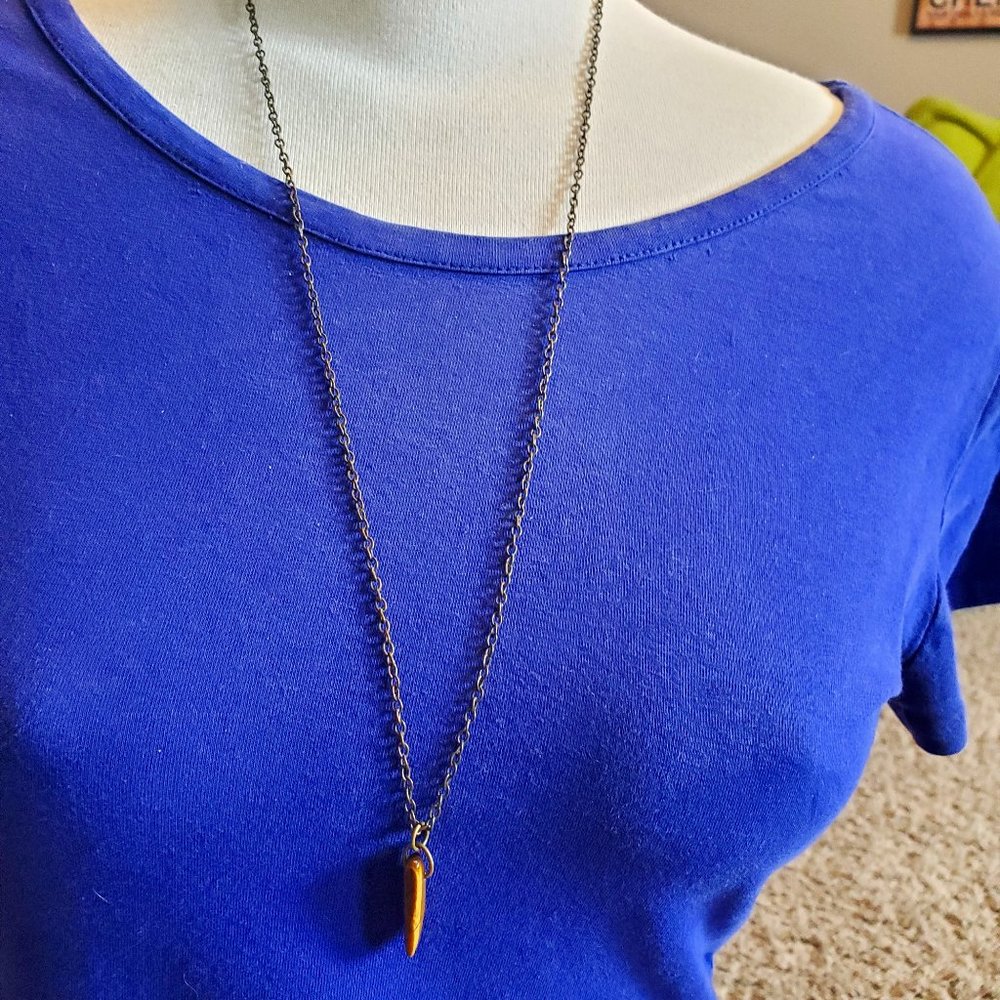 28" Long Bronze Tone Tiger's Eye Pendant Necklace Tony Alexander Jewelry Fashion